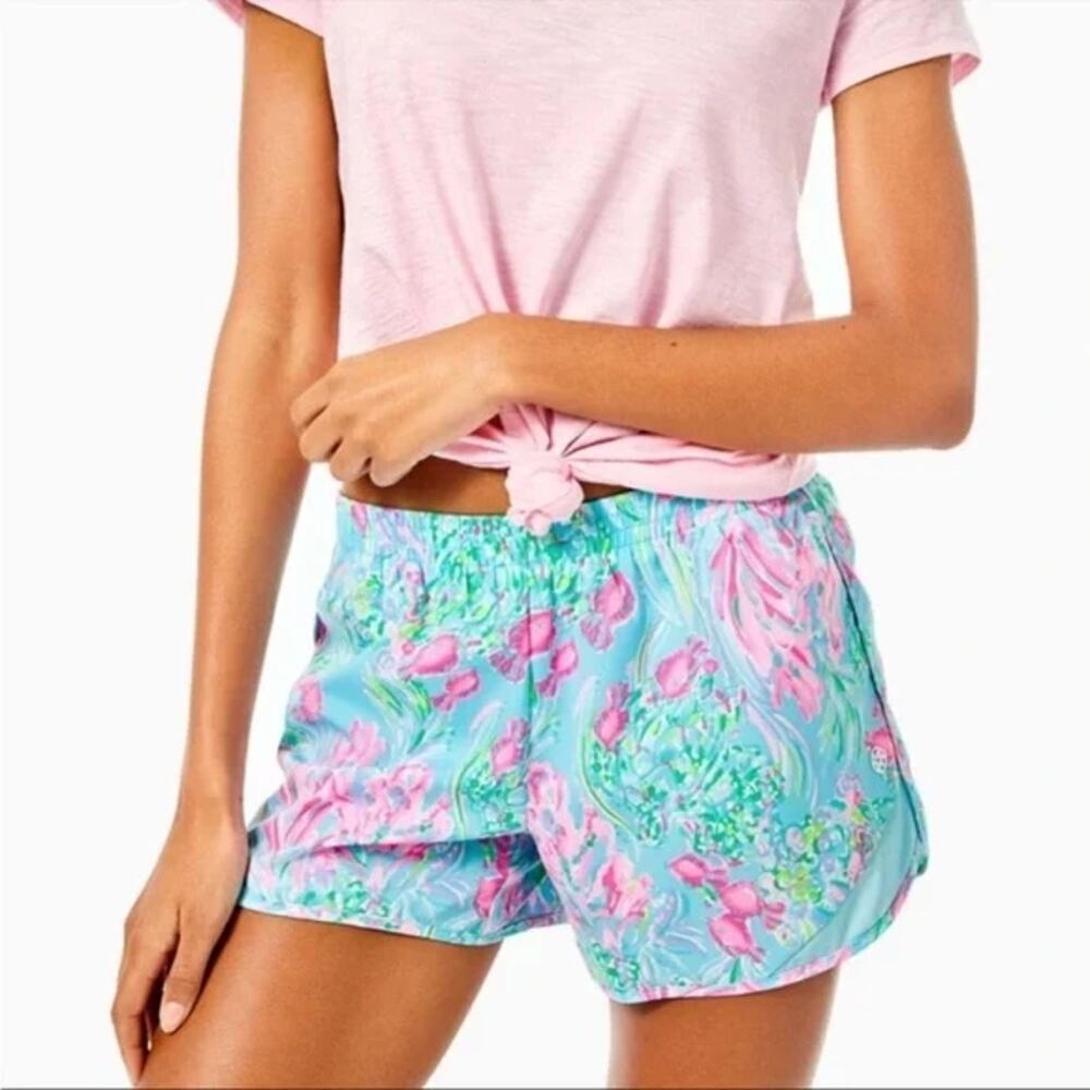 Lilly Pulitzer Ocean Trail Shorts Pull-On Maldives Green Turtle Wave XXS NWOT